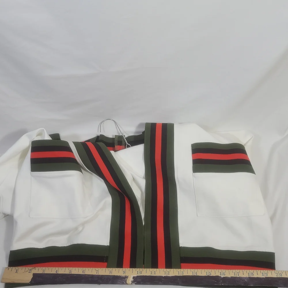 Haute Shore Women's Cody Open-Front Cardigan Sweater Off White Striped One Size - Picture 14 of 14